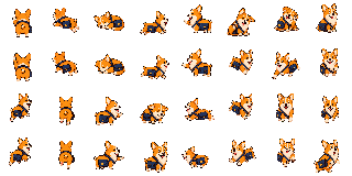 corgi courier 32-frame sprite sheet