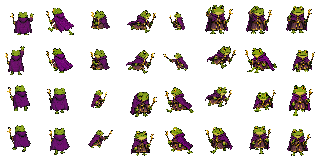moss frog mage 32-frame sprite sheet
