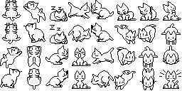 the classic cat sprite sheet, 8 by 4 cells